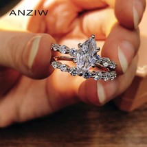 Fashion Marquise Cut Sona Simulated Diamond Ring Sets Anniversary Rings Engageme - £39.20 GBP