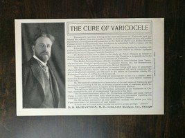 Vintage 1901 The Cure of Varicocele D.D. Richardson M.D. Full Page Original Ad - $6.64
