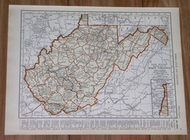 1937 Original Vintage Map Of West Virginia Charleston / Wisconsin Milwaukee - £13.41 GBP