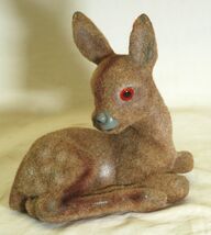 Brown Flocked Deer Bank Animal Figurine - $19.79