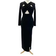 NEW One33 Social Womens 12 Crepe Cutout Long Sleeve Maxi Gown Dress Black Formal - £137.62 GBP