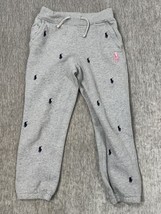 Ralph Lauren Pink Pony Sweatpants Youth Small Gray Embroidered Joggers Polo - $19.79