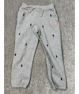 Ralph Lauren Pink Pony Sweatpants Youth Small Gray Embroidered Joggers Polo - $19.79