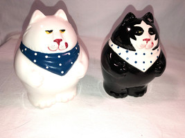 Cat Black And White 5 Inch  Salt And Pepper Shakers Mint - £19.91 GBP