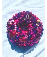 Vintage Christmas ornament wreath 19 Inch 25274 Bright Pink Purple Glass - £138.16 GBP