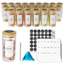 24 Pcs Spice Jars With Bamboo Lids And Labels, Empty 4Oz Glass Spice Bottles, Mi - £53.77 GBP