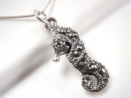Marcasite Seahorse 925 Sterling Silver Pendant Corona Sun Jewelry ocean beach - $9.89