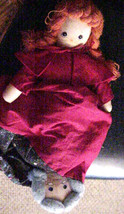 Vtg Topsy Turvy Rag Doll Little Red Riding Hood Grandma Big Bad Wolf 20 in - £31.89 GBP