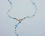 Vintage Faux Pearl, Blue Plastic Bead and Goldtone Rosary - Very Pretty EUC - $5.31