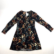 H&amp;M Womens Wrap Dress Size Large Black Floral Elastic Waist - $25.72