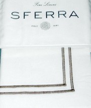 Sferra GRANDE HOTEL Standard Sham White/Grey Satin Stitch Cotton Percale New - £33.98 GBP