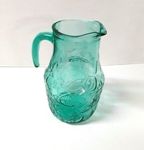 Vintage CISPER Green Pressed Glass Juice Water Pitcher Original Turquois  1.5 L - £38.05 GBP
