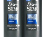 2 Dove Men Care 13.5 Oz Cool Fresh Invigorating Micromoisture Body &amp; Fac... - £22.74 GBP