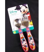 Disney Mickey Mouse spoon &amp; fork flatware set easy grip handles NEW TOMY - £3.88 GBP