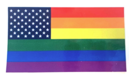 2 Pack Rainbow Pride American Flag Bumper Sticker 4 1/2&quot; X 2 1/2&quot; Car Decal Gay - £7.09 GBP