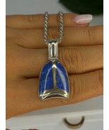 Vintage 925 Sterling Silver Sodalite Necklace Length 20 inch - $207.78 CAD
