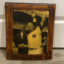 Vintage MLB Yankees Legends DiMaggio Mantle 11x13 Photo Wood Laminated P... - $88.81