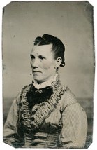 Tintype Photo - Older American Lady Strong Cheek Bones and Jaw c1880 Rosy Cheeks - £13.45 GBP