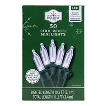 HOLIDAY TIME L95050199WU09 50CT COOL WHITE MINI LED 10' GREEN WIRE - NEW! - $4.98