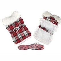 Sherpa-Lined Dog Harness Coat - Red &amp; White Plaid - $89.99