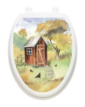 Toilet Tattoos Watercolor Outhouse  Lid Cover  Decor  Reusable Vinyl  - £18.96 GBP