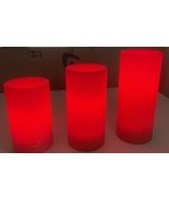 PARTY LITE LIGHT ILLUSIONS  Red LED Pillar FLAMELESS Candles 7”-6”-5” - $40.67 CAD