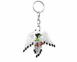 White Dove Bird Animal Czech Glass Seed Bead 3D Figurine Handmade Keycha... - $7.83