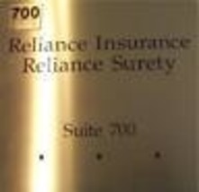 Reliance Insurance-Surety: 25.4cm X 25.4cm - Gold-Brass Signe - £41.45 GBP