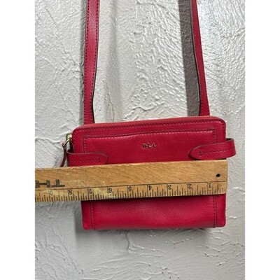 LAUREN RALPH LAUREN Red Crossbody Organizer ZIP Wallet Small Purse Item image 3