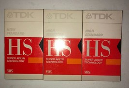 Lot Of 3 Tdk T-120 Hs 6 Hr. High Standard Blank Vhs Tapes Used-RARE-SHIPS N 24HR - £11.36 GBP