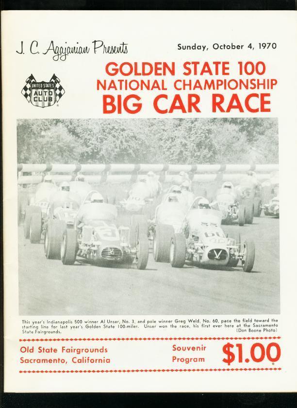 Primary image for GOLDEN STATE 100 NATIONAL CHAMPIONSHIP BIG CAR RACE PROGRAM--10/4/70 SACRAMENTO