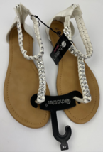 NWT Chatties Womens Sandals With White Silver Metal Straps Zipper Heel size 7/8 - £13.93 GBP