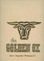 Golden Ox Restaurant Menu Denver Kansas City Stock Yards Washington DC  - £45.79 GBP