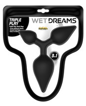 Wet Dreams Triple Play Anal Plug - Black - £28.76 GBP