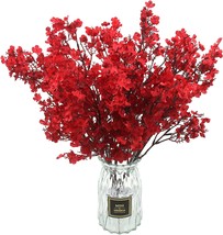Hananona 10 Pcs Babys Breath Artificial Flowers Real Touch Fabric Cloth, Red, 10 - £35.96 GBP