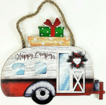 Christmas Happy Campers RV Hanging Wood Christmas Picture 7.87&quot; x 6.5&quot; NWT - £11.98 GBP