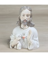 Vintage Jesus Chalkware Statue Bust Heart Made in Italy 4.5&quot; - $1,659.71 MXN