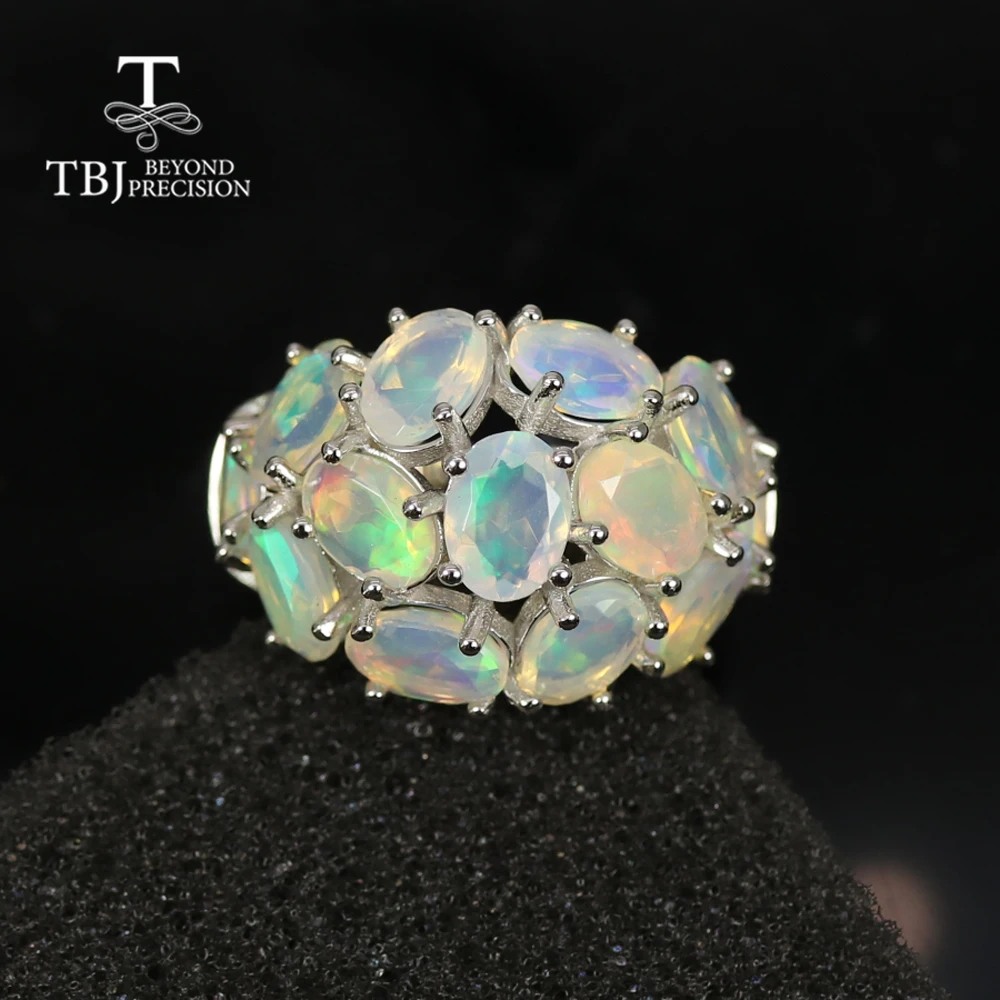 12ct Natural Opal colorful Gemstones big Ring ov5*7mm 925 sterling silver luxury - £252.31 GBP