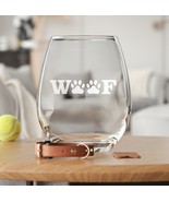 Woof Paw Prints Etched Glasses - Wine, Champagne, Pint Glasses, Shot Glass - $24.99+