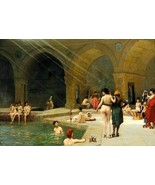 FRAMED CANVAS ART PRINT The Great Bath of Bursa Jean-Leon Gerome 13&quot;X19&quot; - £41.94 GBP