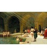 FRAMED CANVAS ART PRINT The Great Bath of Bursa Jean-Leon Gerome 13&quot;X19&quot; - £40.15 GBP