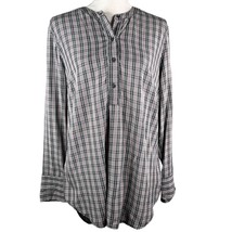 Old Navy Popover Top LS Black Pink Plaid Large New - $25.00