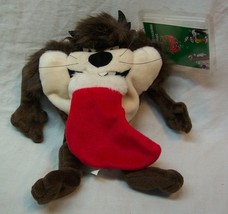 Wb Looney Tunes Taz Tasmanian Devil Christmas 8&quot; Bean Bag Stuffed Animal New - £12.85 GBP