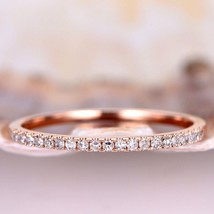 0.15 Ct Round Cut Micro Pave Moissanite Wedding Band 14k Rose Gold Plated Silver - £56.23 GBP