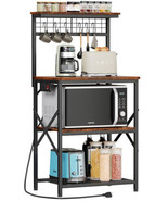 Kitchen Bakers Rack with Power Outlet, Microwave Oven Stand with Storage... - $283.49