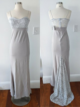 Gray Dress w/ train size 8 Wedding Bridesmaid Bridal Formal Prom Cocktai... - £29.60 GBP