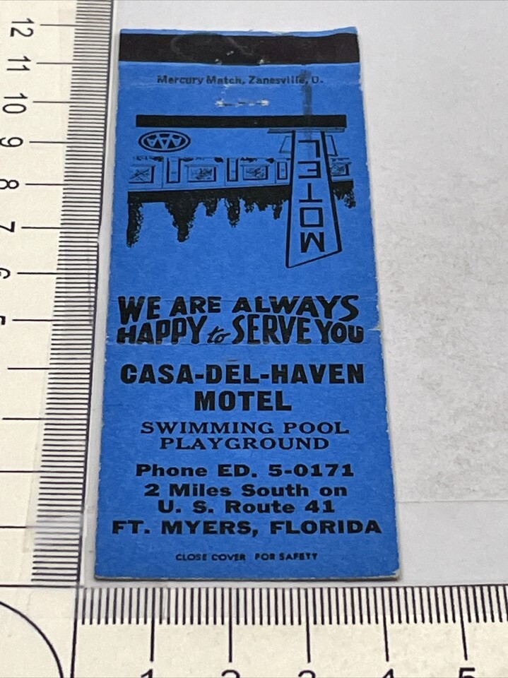 Front Strike Matchbook Cover Casa-Del-Haven  FT Myers, Florida  gmg  Uns... - $12.38 Front Strike Matchbook Cover Casa-Del-Haven  FT Myers, Florida  gmg  Uns... - $12.38