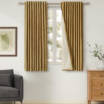 Completely Blackout, 63-Inch-Long Golden Velvet Curtains For Your Living Room. - $64.99