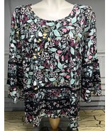 Style &amp; Co Women Floral Boho Layered Tunic Blouse Shirt Long Sleeve Size... - $368.22 MXN