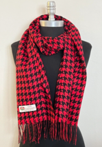 New 100% Cashmere Scarf Made In England Houndstooth Design Red Black Soft Wrap - £7.22 GBP